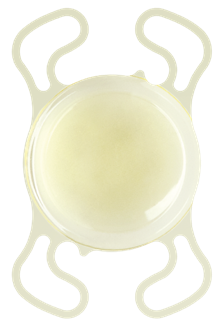 Original manufacturer image of the LuxLife intraocular lens with four supporting haptics