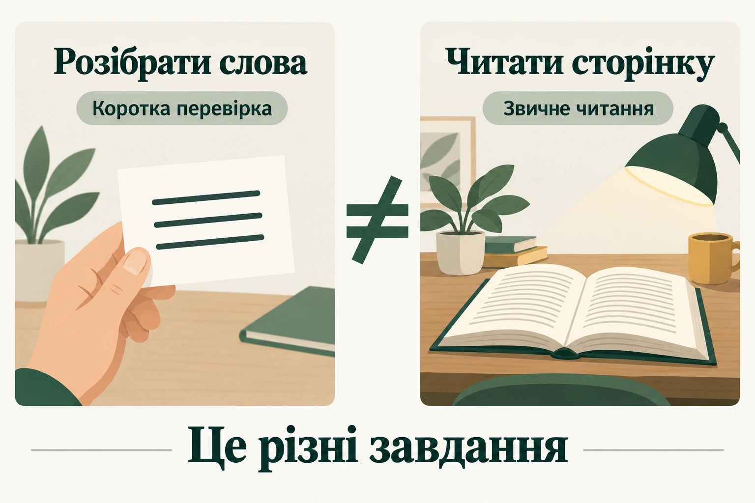 Коротка перевірка тексту і читання книжки — різні завдання.