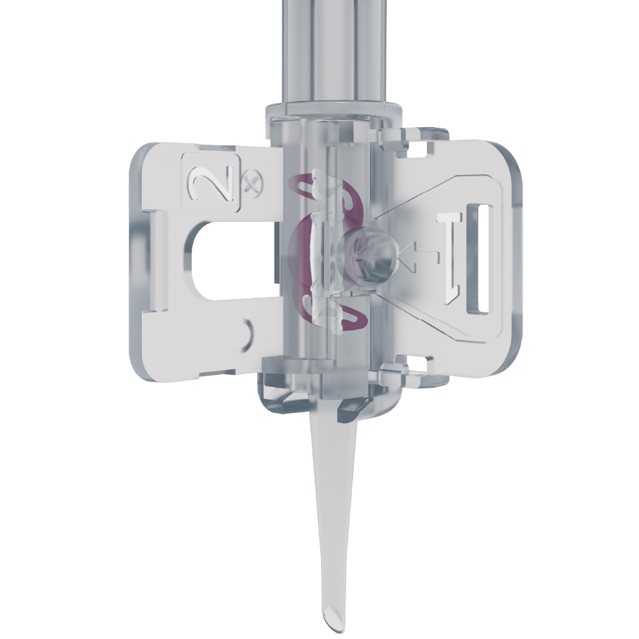 Official Rayner illustration of the RayOne preloaded injector shown in its Galaxy product section